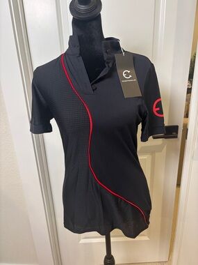 Women's Black Top with Red Piping